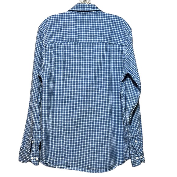 Johnston & Murphy Double Layered Cotton Button Down Shirt Blue Yarn Dyed Plaid S - Picture 5 of 10